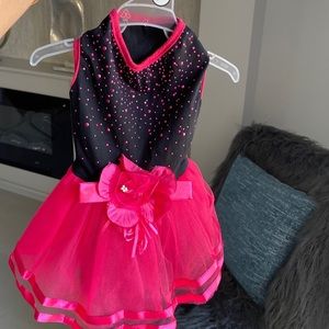 Dog Dress Black and Fuchsia. Size M